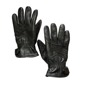 Thinsulate Insulation Ladies 100% Leather Thin Lined Gloves Black Small Snap